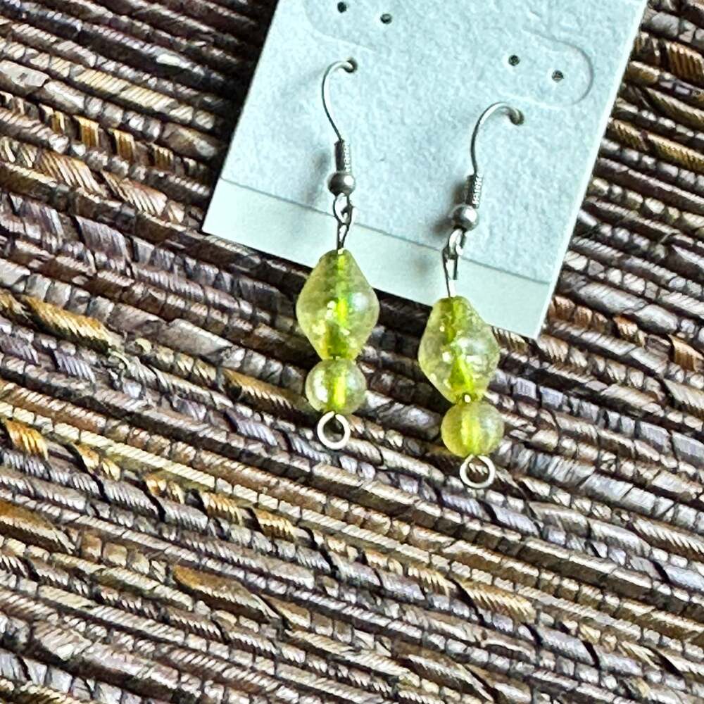 BOGO FREE chartreuse beaded retro vintage earrings